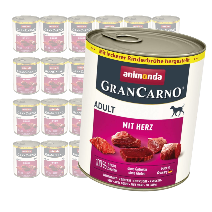 Animonda GranCarno Adult 24x800g Mokra Karma Dla Psa Wieprzowina z Sercami