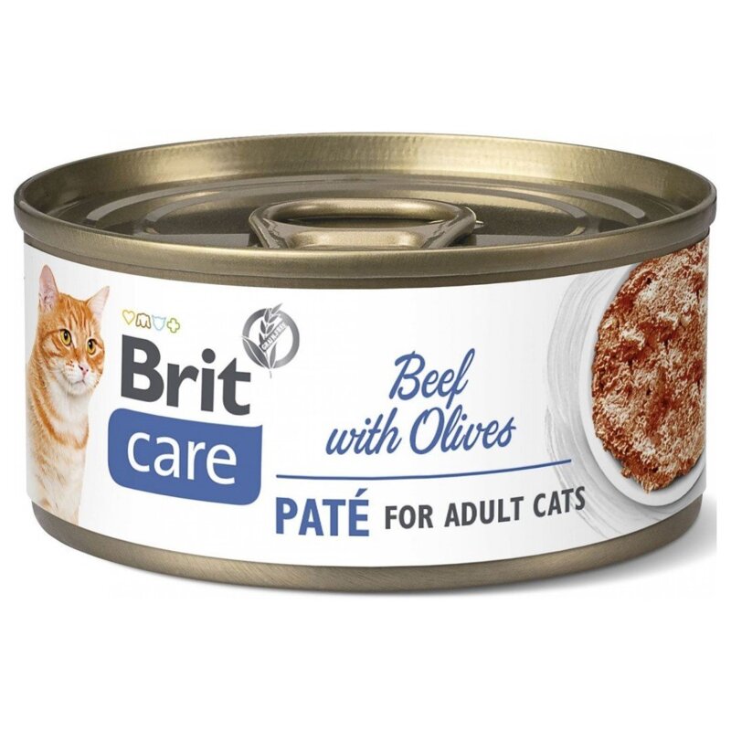 BRIT CARE Karma Uzupełniająca Premium dla Kotów Wołowina Oliwki 70g