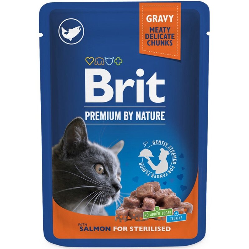 BRIT Premium Mokra Karma dla Kotów Sterylizowanych Bezzbożowa Łosoś 100g