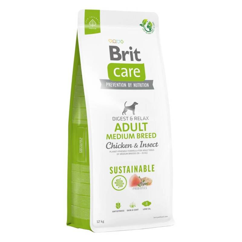 Brit Care Dog Sustainable Adult Chicken & Insect Sucha Karma z Kurczakiem i Owadami dla Psów Średnich Ras 12kg