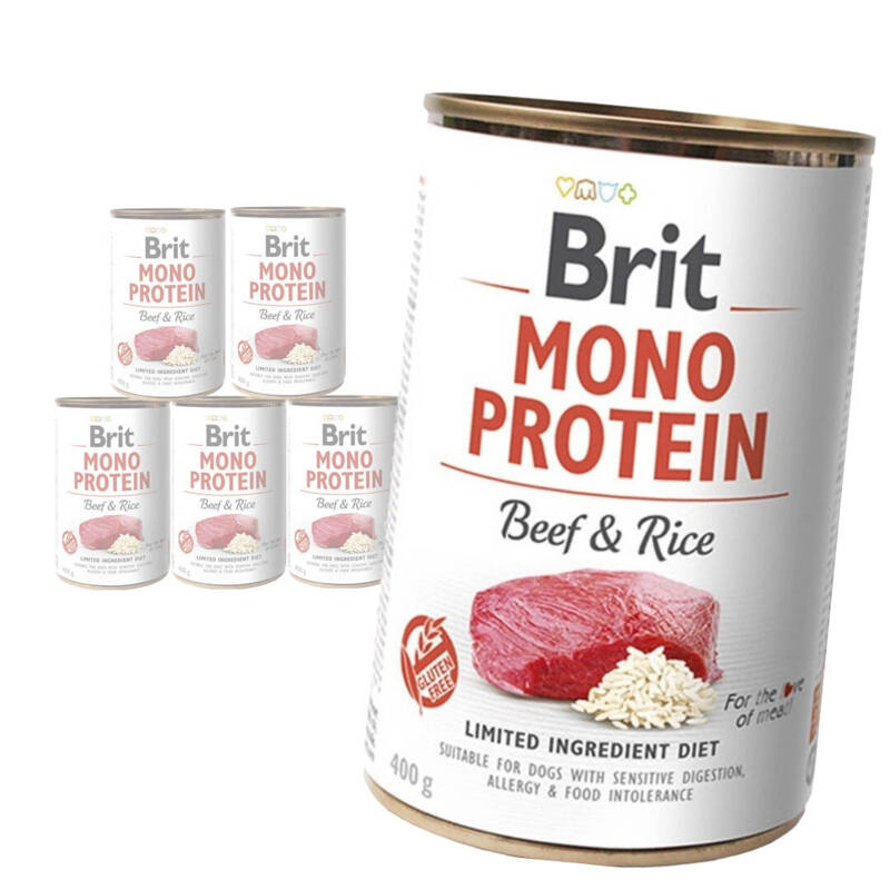 Brit Mono Protein 6x400g Mokra Karma dla Psów Wołowina z Ryżem Puszka