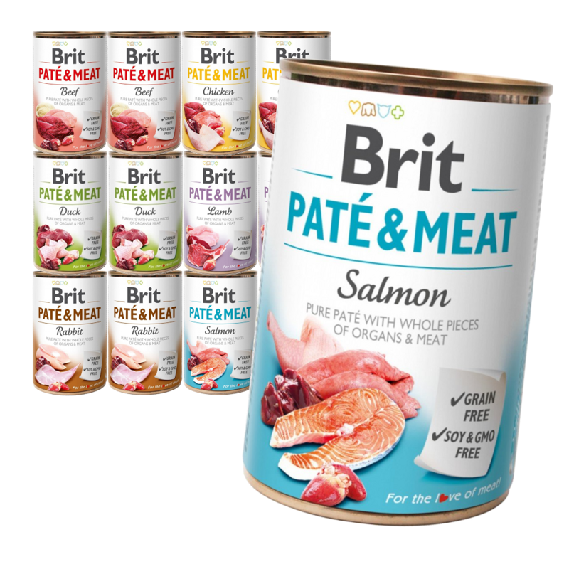 Brit Pate&Meat Mokra Karma Dla Psów Mix Smaków 12x400g Wołowina Królik Jagnięcina Kurczak Kaczka Łosoś