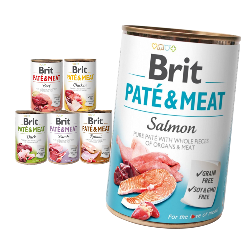 Brit Pate&Meat Mokra Karma Dla Psów Mix Smaków 6x400g Wołowina Królik Jagnięcina Kurczak Kaczka Łosoś