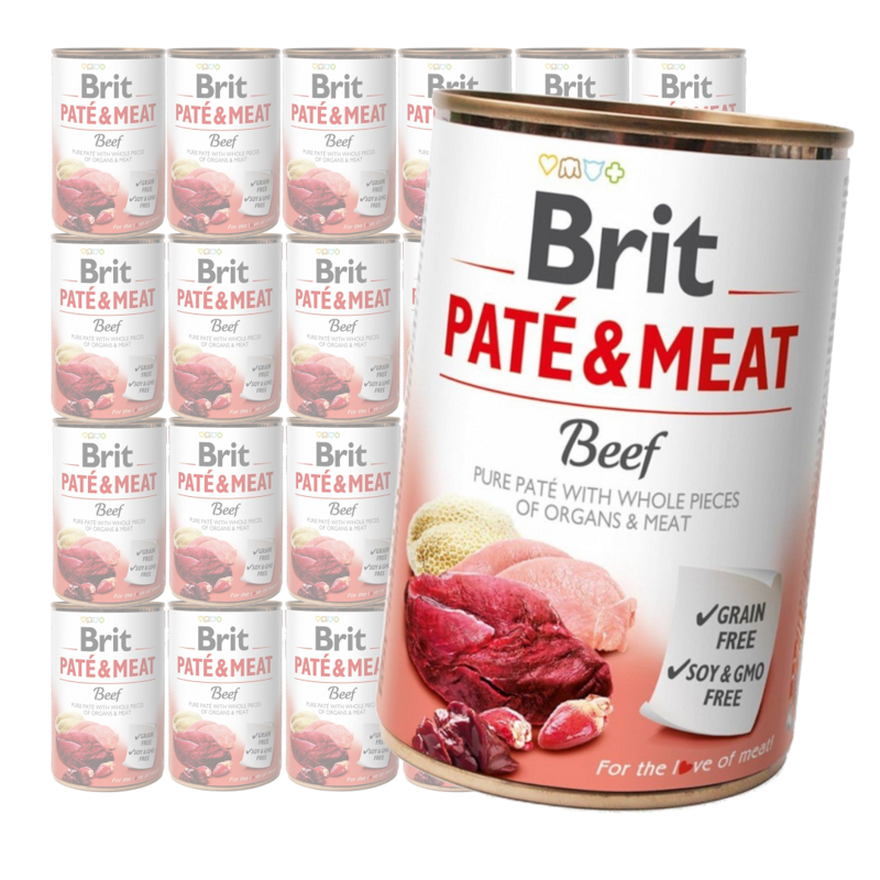 Brit Pate&Meat Mokra Karma Dla Psów Z Wołowiną Puszka 24x400g