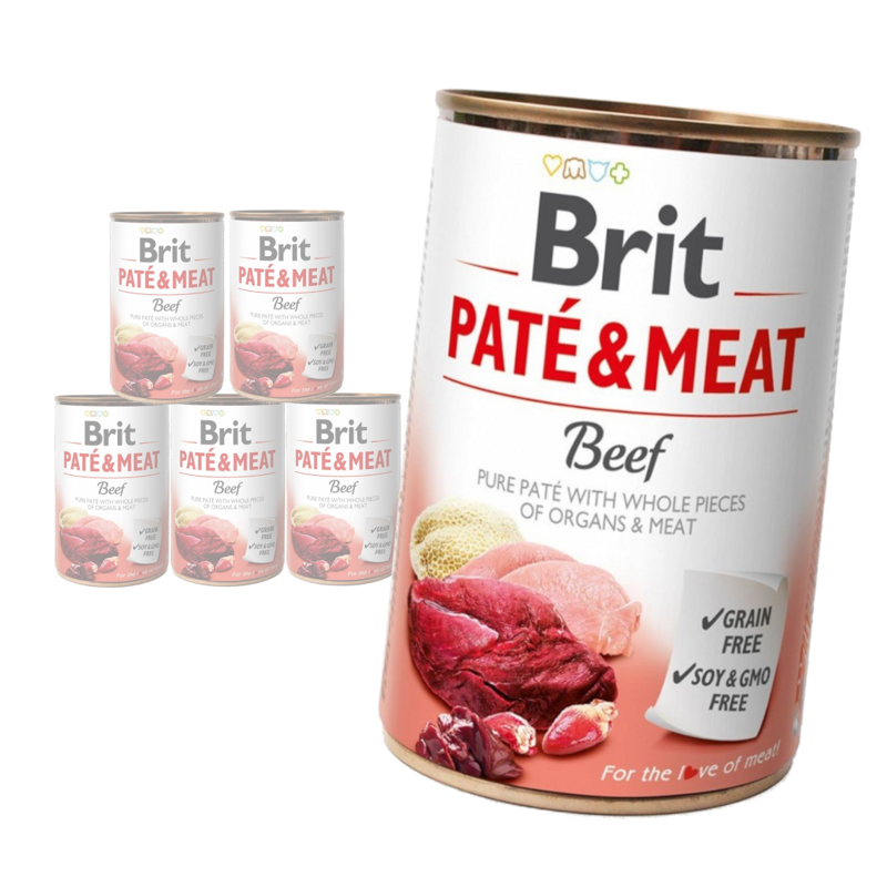 Brit Pate&Meat Mokra Karma Dla Psów Z Wołowiną Puszka 6x400g