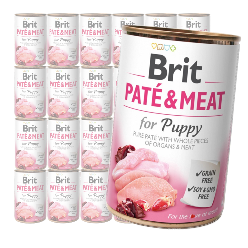 Brit Pate&Meat Mokra Karma Dla Szczeniąt z Kurczakiem i Indykiem Puszka 24x400g