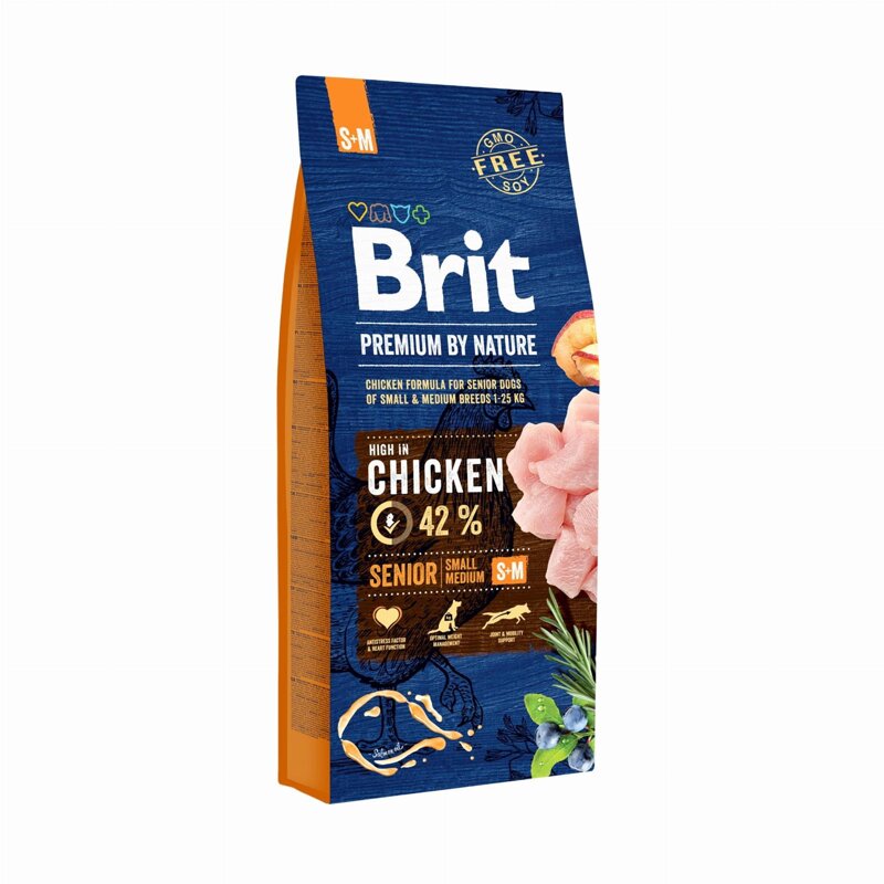 Brit Premium Sucha Karma Z Kurczakiem Dla Starszych Psów Małych I Średnich Ras 15 Kg