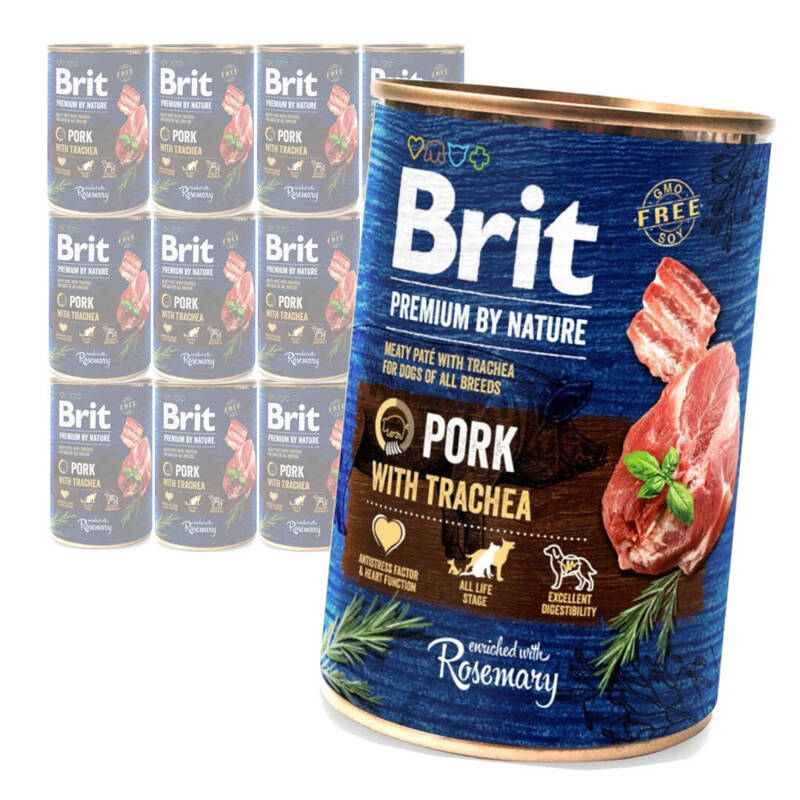 Brit Premium by Nature Adult Mokra Karma Dla Psa Wieprzowina Z Tchawicą 12x400g