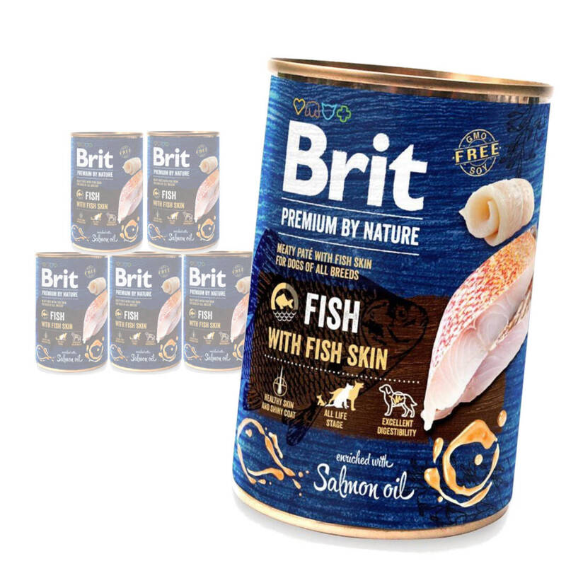 Brit Premium by Nature Adult Mokra Karma Dla Psa Z Rybą I Z Rybią Skórą 6x400g