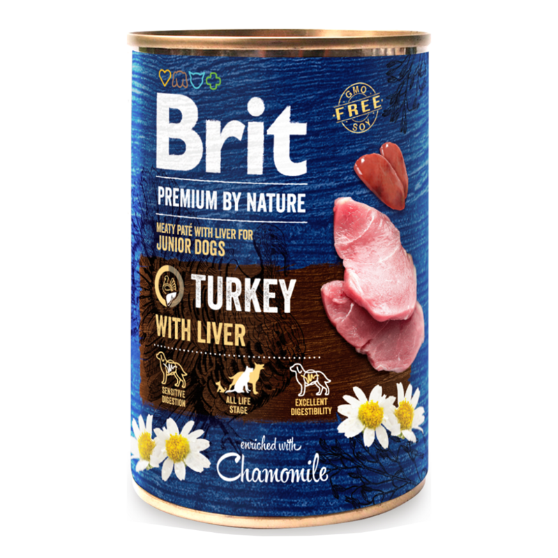 Brit Premium by Nature Junior Mokra Karma Dla Szczeniąt Indyk Z Wątróbką 400g