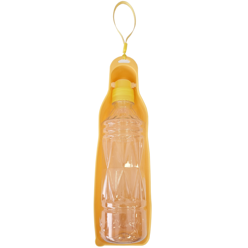 Butelka Przenośna Turystyczna na Spacer z Poidełkiem Miską dla Psa Pomarańczowa 450ml