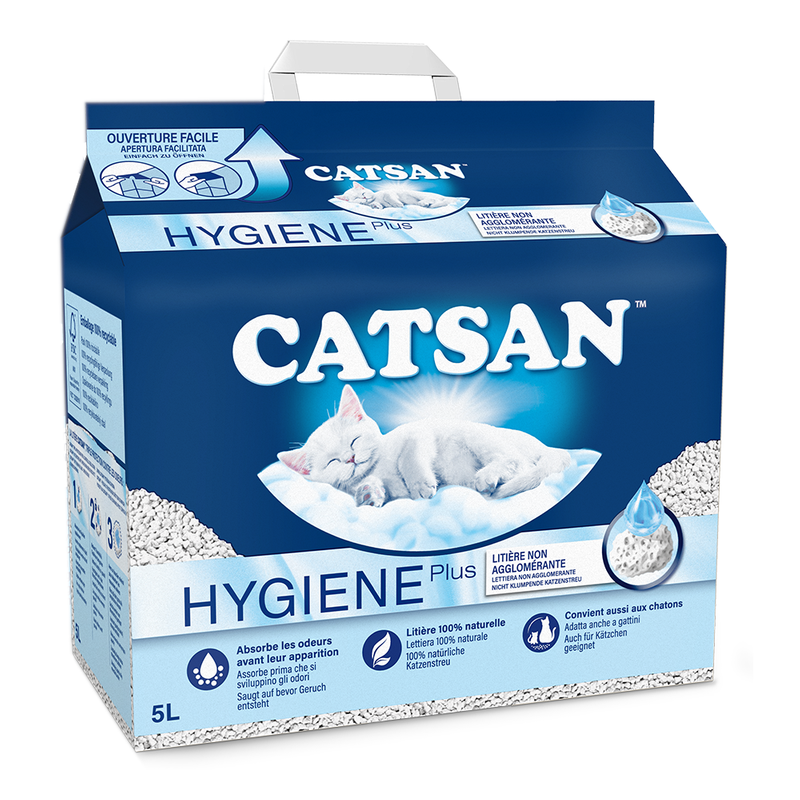 Catsan Hygiene Plus 5L Żwirek Dla Kota Bentonitowy Niezbrylający