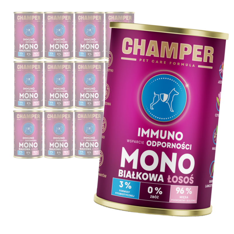 Champer Immuno Monobiałkowa 12x400g Mokra Karma Dla Psa Z Łososiem Wsparcie Odporności