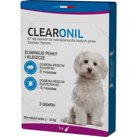 Clearonil Krople Przeciw Pchłom I Kleszczom Dla Małych Psów (2-10 Kg)