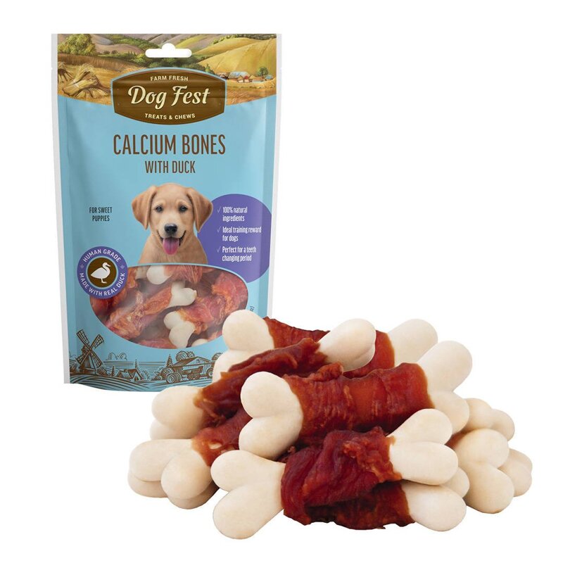 DOG FEST PUPPIES Calcium Bones With Duck 90g - Naruralna Kosteczka z Wapniem i Mięsem Kaczki dla Szczeniąt