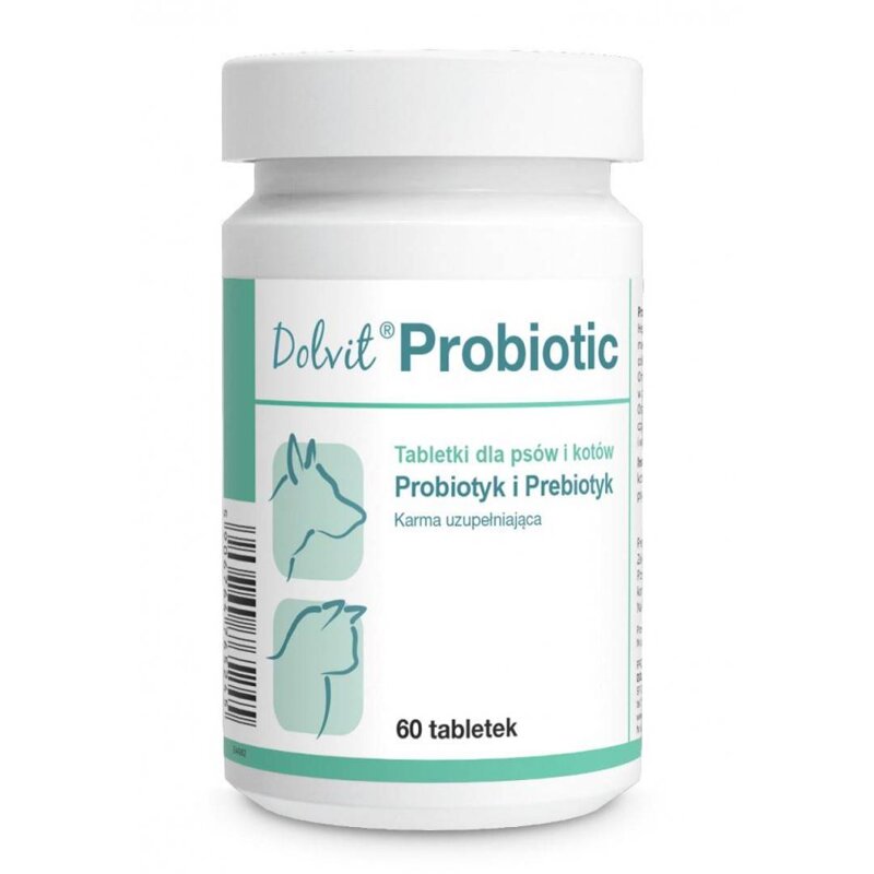 DOLFOS Dolvit Probiotic Probiotyk i Prebiotyk Dla Psów Kotów 60 Tabletek