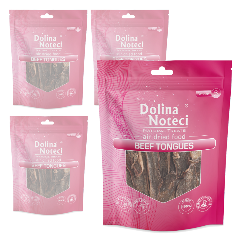 Dolina Noteci Natural Treats Beef Tongues 4x100g Ozory Wołowe Przysmak Dla Psa