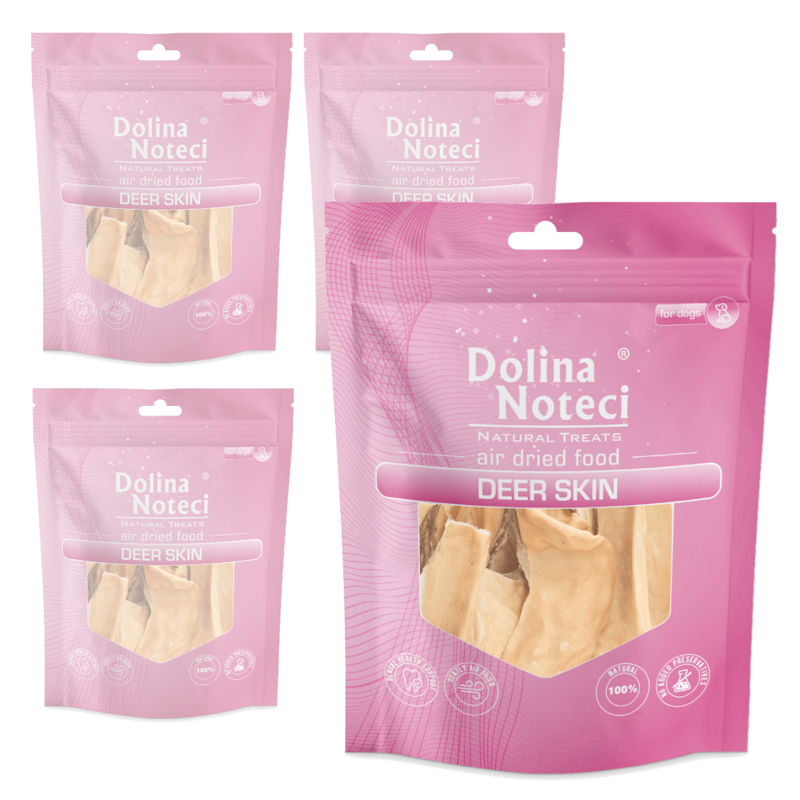 Dolina Noteci Natural Treats Deer Skin 4x150g Przysmak Dla Psa Skóra Jelenia