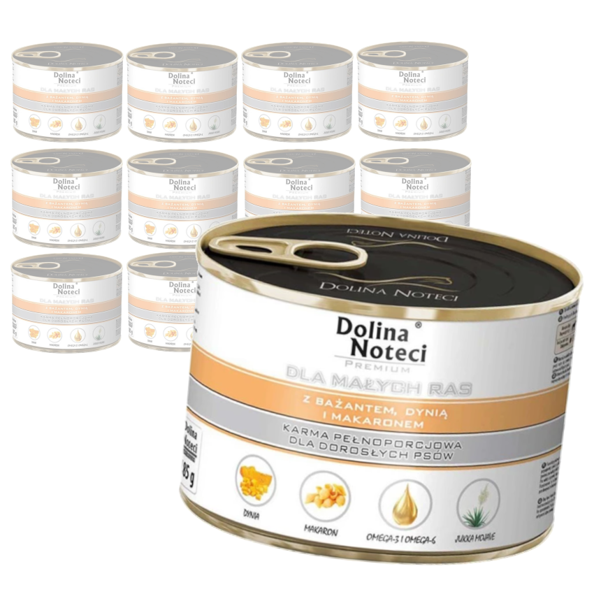 Dolina Noteci Premium 12x185g Mokra Karma Dla Psów Małych Ras z Bażantem Dynią i Makaronem