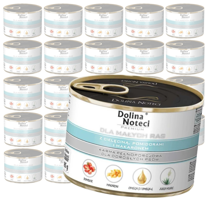 Dolina Noteci Premium 24x185g Mokra Karma Dla Psów Małych Ras z Cielęciną Pomidorami i Makaronem