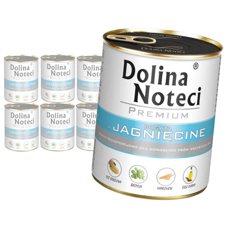 Dolina Noteci Premium Bogata W Jagnięcinę Puszka 8x800G Mokra Karma Dla Psa