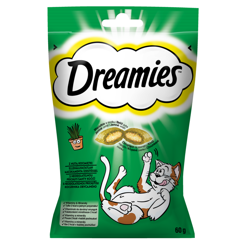 Dreamies Przysmak Dla Kota Chrupiące Paszteciki Z Nadzieniem Z Nutą Kocimiętki 60g