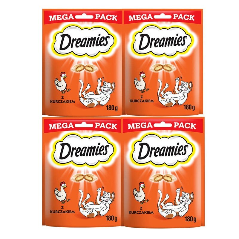 Dreamies z Pysznym Kurczakiem Mega Pack 4x180g Przysmaki dla kota