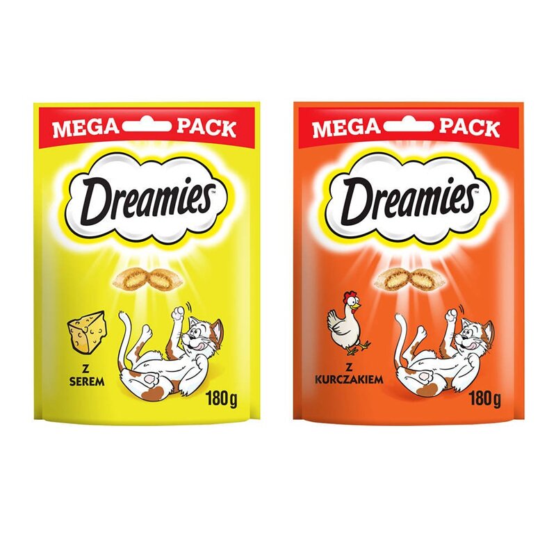 Dreamies zestaw Mega Pack 2x180g Przysmaki dla kota Ser + Kurczak