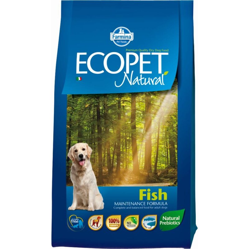 Ecopet Natural Fish Medium 2,5kg Sucha Karma Dla Psów Dorosłych Ras Średnich O Smaku Ryby