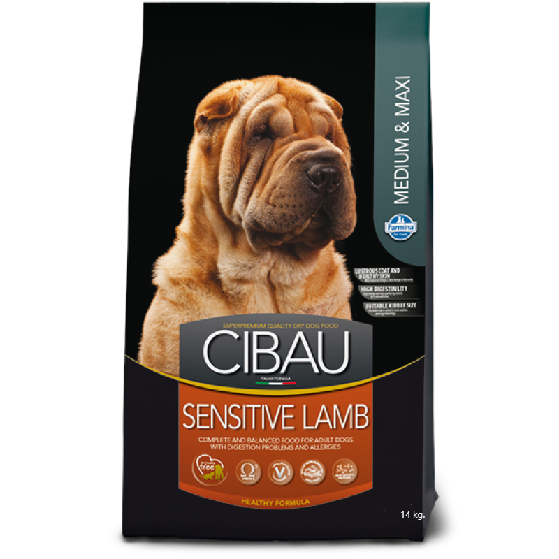 Farmina Cibau Sensitive Lamb Medium Maxi 12kg + 2kg Sucha Karma Dla Dorosłych Psów Ras Średnich Dużych