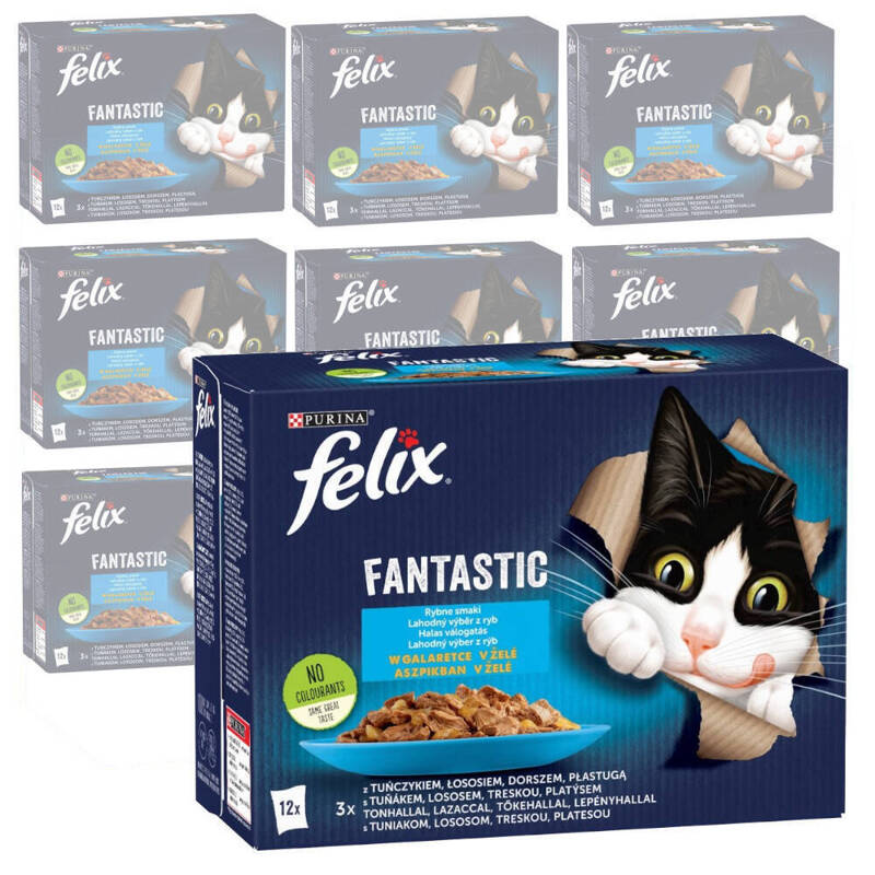 Felix Fantastic Karma Dla Kotów Rybne Smaki W Galaretce 120x85g Tuńczyk Łosoś Dorsz Gładzica