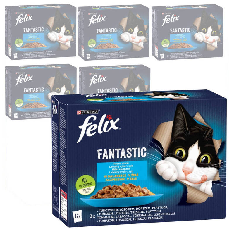 Felix Fantastic Karma Dla Kotów Rybne Smaki W Galaretce 72x85g Tuńczyk Łosoś Dorsz Gładzica