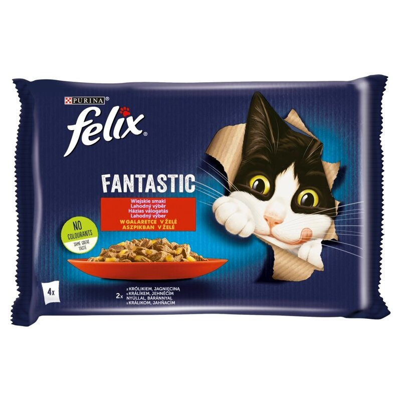 Felix Fantastic Karma Dla Kotów Wiejskie Smaki W Galaretce 340g (4x85g) Królik I Jagnięcina