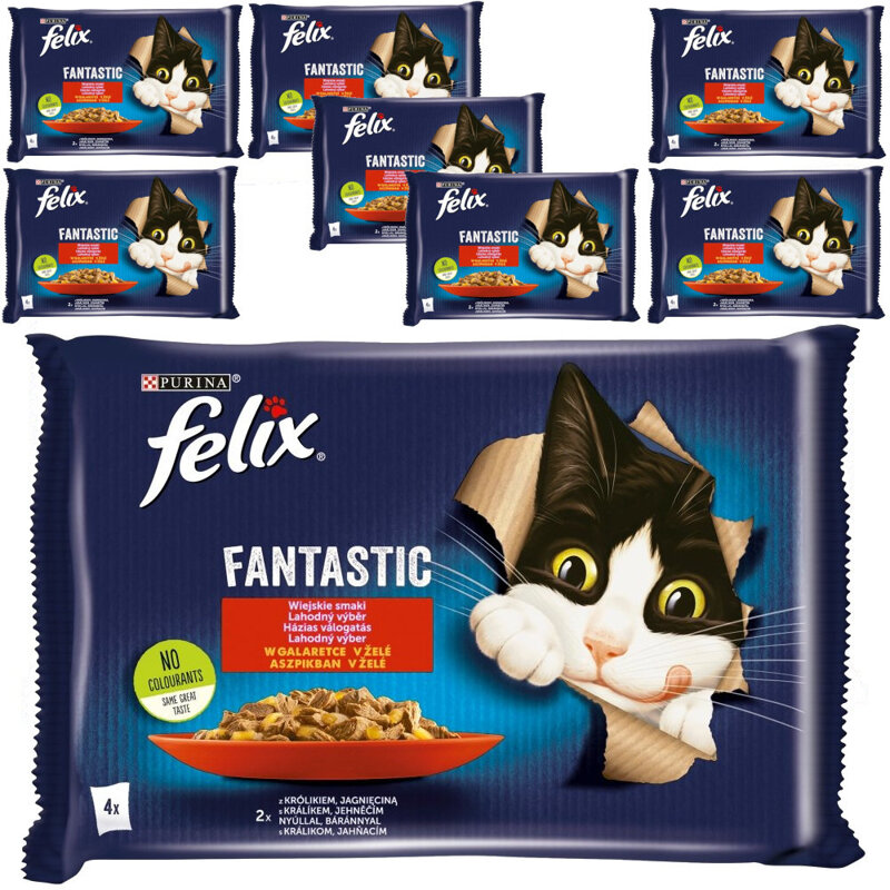 Felix Fantastic Karma Dla Kotów Wiejskie Smaki W Galaretce 8x340g (32x85g) Królik I Jagnięcina