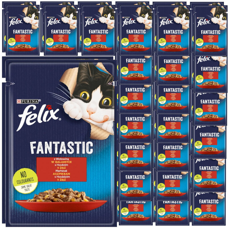 Felix Fantastic Karma Dla Kotów Wołowina W Galaretce Saszetka 48x85g