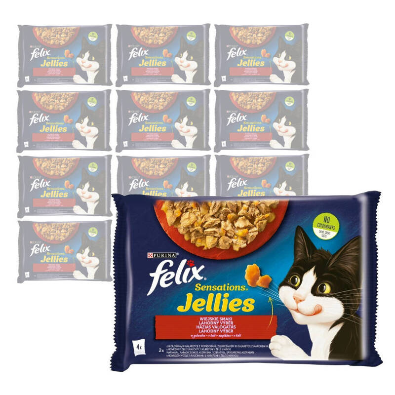 Felix Sensations Jellies Karma Dla Kotów Wiejskie Smaki W Galaretce 12x340g (48x85g) Wołowina Kurczak