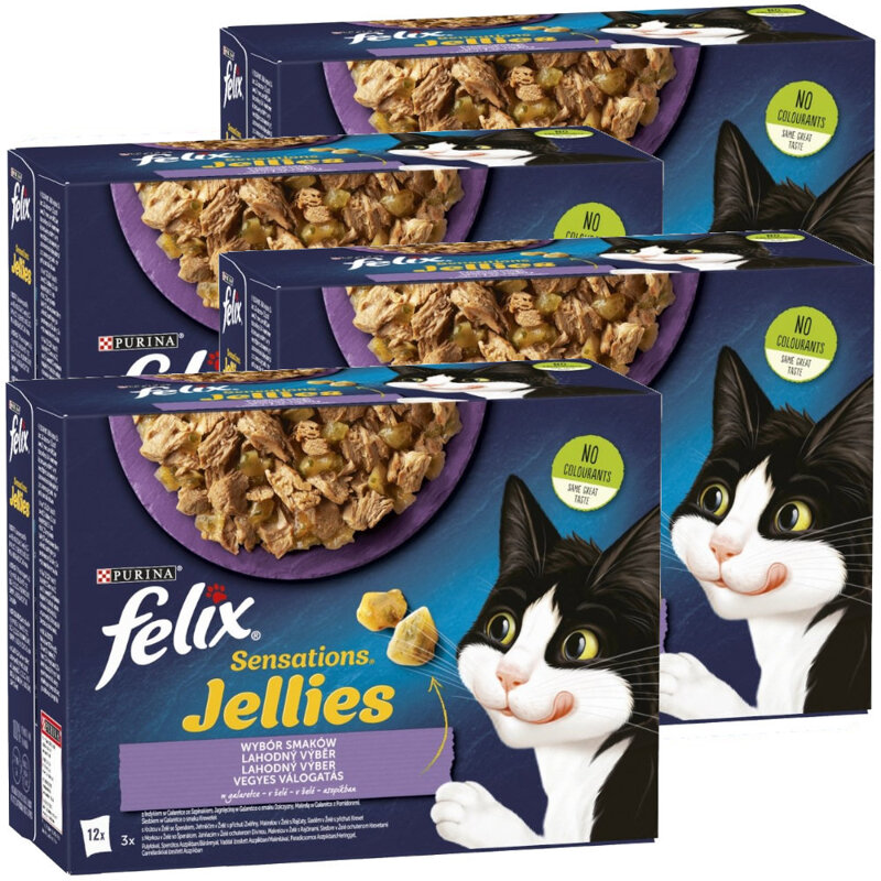 Felix Sensations Jellies Karma Dla Kotów Wybór Smaków W Galaretce 4,08kg (48x85g) Indyk Jagnięcina Makrela Śledź