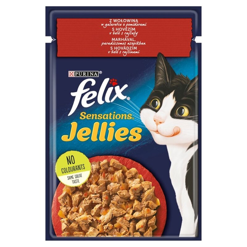 Felix Sensations Jellies Karma Dla Kotów Z Wołowiną W Galaretce Z Pomidorami 85g