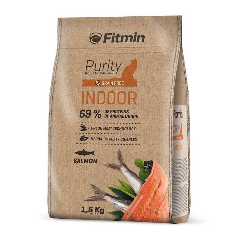 Fitmin Cat Purity Indoor 1,5kg Sucha Karma Dla Kota Niewychodzącego Z Łososiem