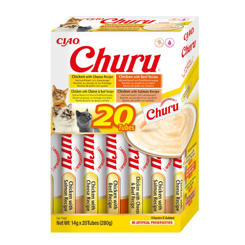 Inaba Cat Churu 20x14g (280g) Kremowy Przysmak Dla Kota Pasta Mix Z Kurczakiem I Wołowiną