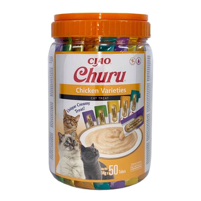 Inaba Cat Churu 50x14g (700g) Kremowy Przysmak Dla Kota Pasta Mix Z Kurczakiem Słoik