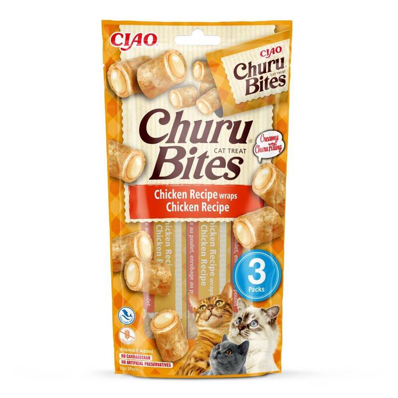 Inaba Cat Churu Bites 3x10g (30g) Przysmak Dla Kota Ciasteczka Z Nadzieniem Z Kurczakiem