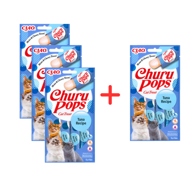 Inaba Cat Churu Pops 4x60g Kremowy Przysmak Dla Kota Galaretka Z Tuńczykiem 3+1 Gratis