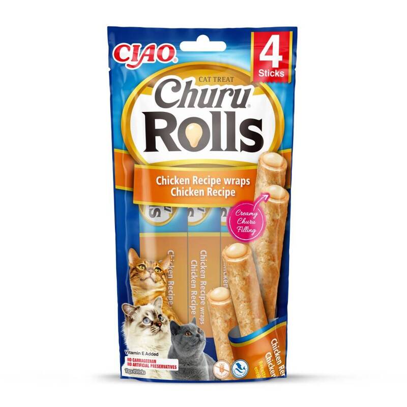 Inaba Cat Churu Rolls 4x10g Przysmak Dla Kota Pałeczki Z Nadzieniem Kurczak