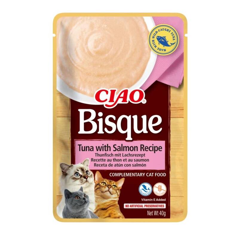 Inaba Cat Ciao Bisque 40g Uzupełniająca Karma Dla Kota Zupa Krem Tuńczyk z Łososiem