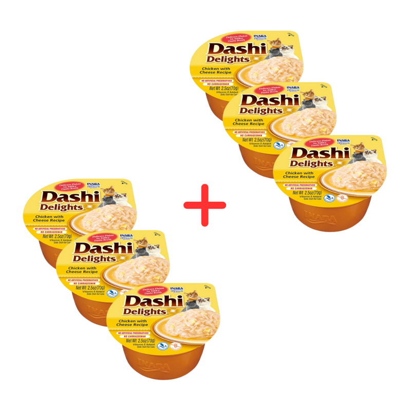 Inaba Cat Dashi Delights 6x70g Uzupełniająca Karma Dla Kota Bulion z Kurczakiem i Serem 3+3 Gratis