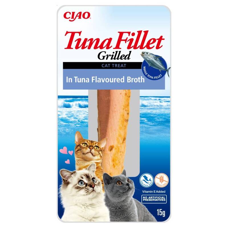 Inaba Ciao In Tuna Flavoured Broth 15g Naturalny Przysmak Dla Kota Grilowany Filet z Tuńczyka