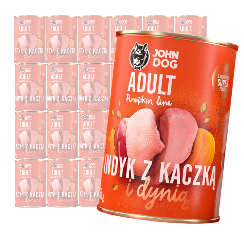 JOHN DOG Karma Mokra Dla Psa Pumpkin Line Indyk z Kaczką i Dynią 24x400g