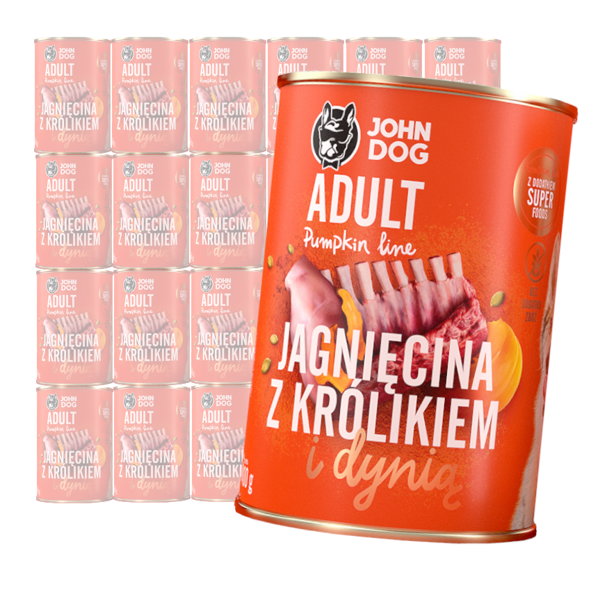 JOHN DOG Karma Mokra Dla Psa Pumpkin Line Jagnięcina z Królikiem i Dynią 24x400g