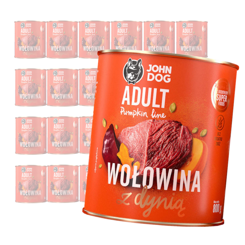 JOHN DOG Karma Mokra Dla Psa Pumpkin Line Wołowina z Dynią 24x800g